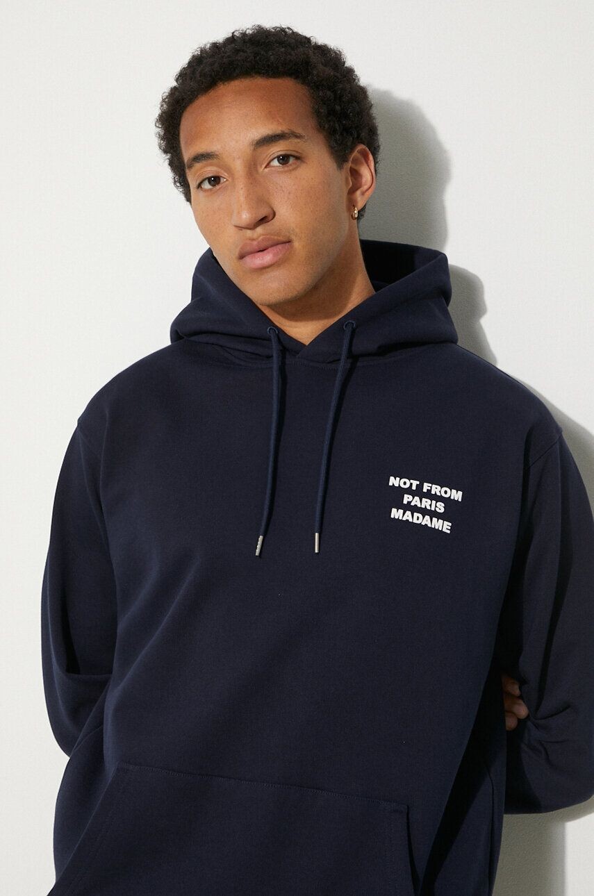 

Хлопковая толстовка Le Hoodie со слоганом Drôle de Monsieur, темно-синий