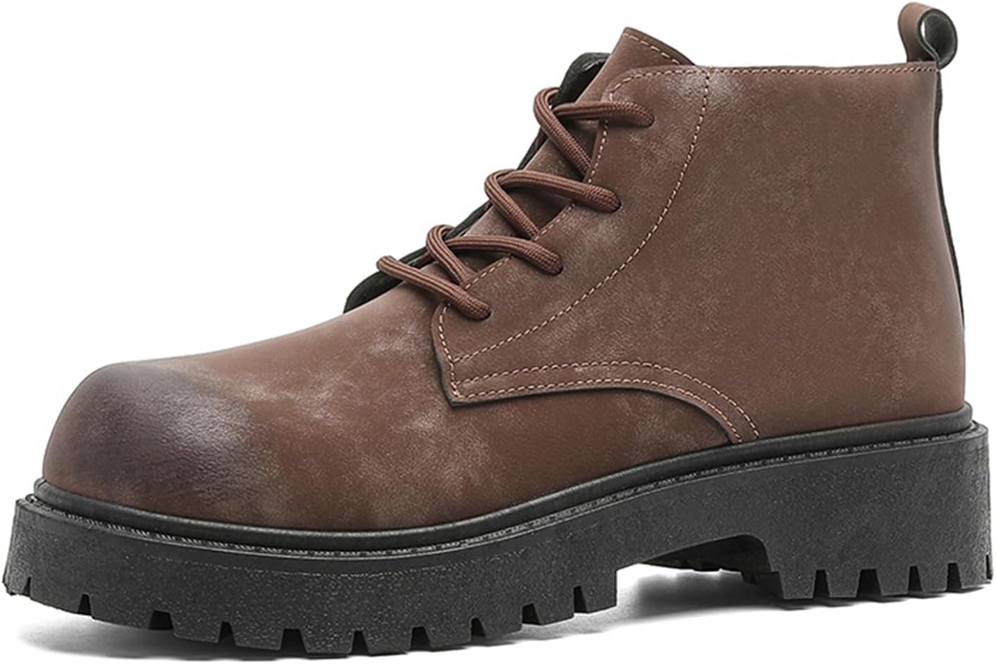 

Мужские кожаные ботинки-оксфорды Чукка на шнуровке с утолщенной резиновой подошвой для сцепления, с округлым носком, легкие, с мягким верхом, повседневные, для прогулок на улице, работы и ежедневных поездок Psieicwm, коричневый