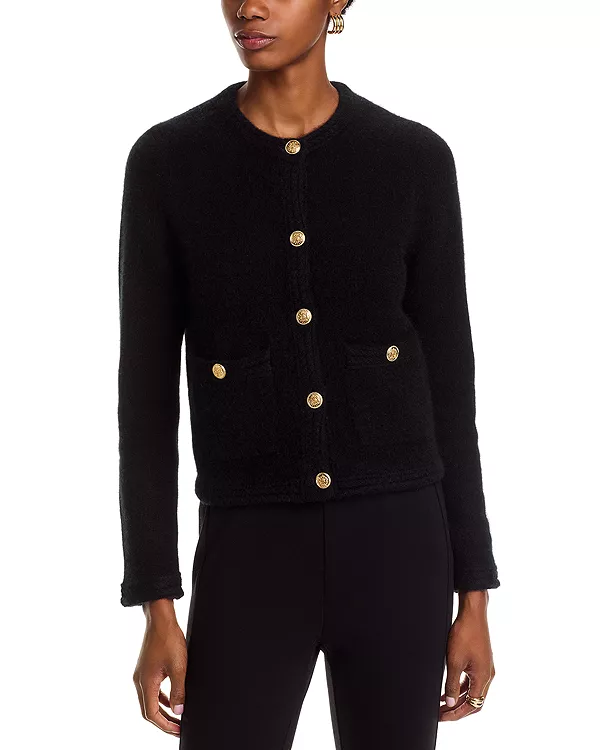 

Кардиган из 100% кашемира с отделкой «шеврон» - эксклюзивная модель. C By Bloomingdale'S Cashmere, черный