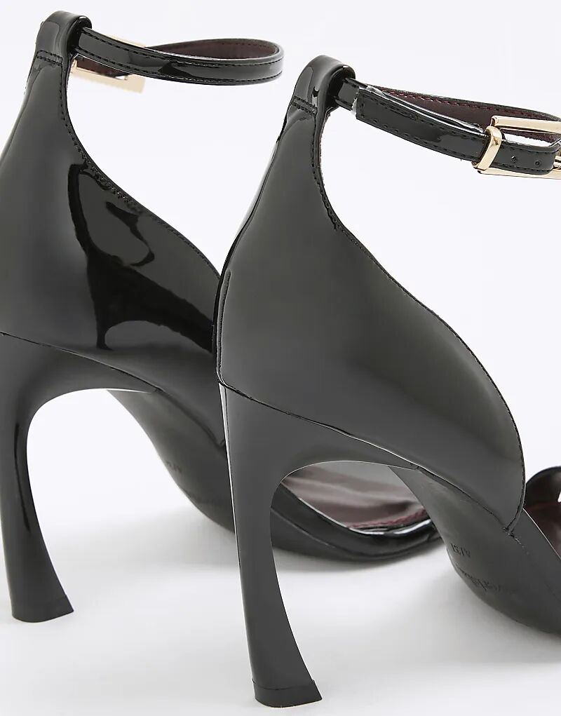 Босоножки River Island Patent с закрытым задником и каблуком-бананом, черного цвета — фото 3