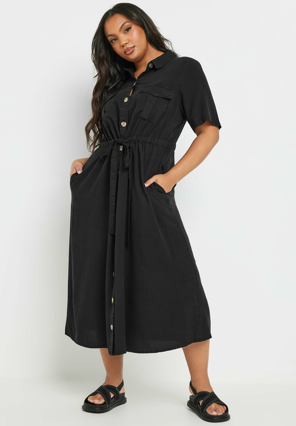 

Платье-рубашка TIE WAIST Yours Clothing, черный