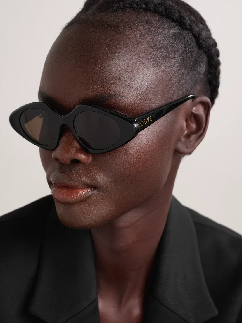 Тонкие солнцезащитные очки из ацетата в форме «кошачий глаз» LOEWE EYEWEAR, черный — фото 2