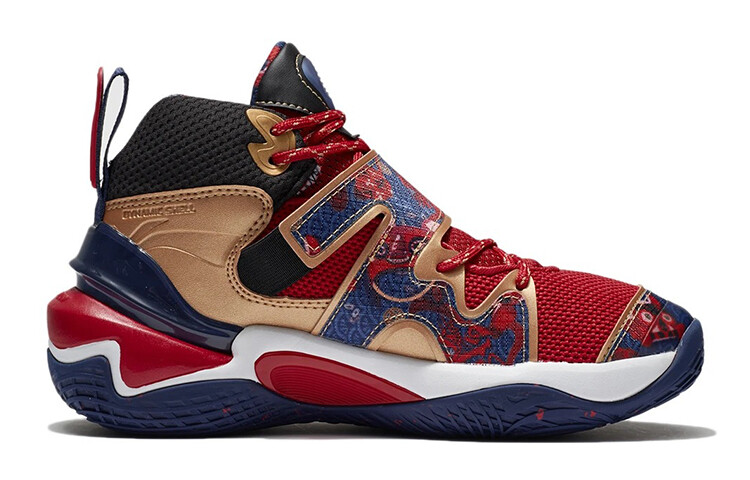 Детские баскетбольные кроссовки GS Mid-top Cinnabar Red/crimson Gold/black Lining Young — фото 2