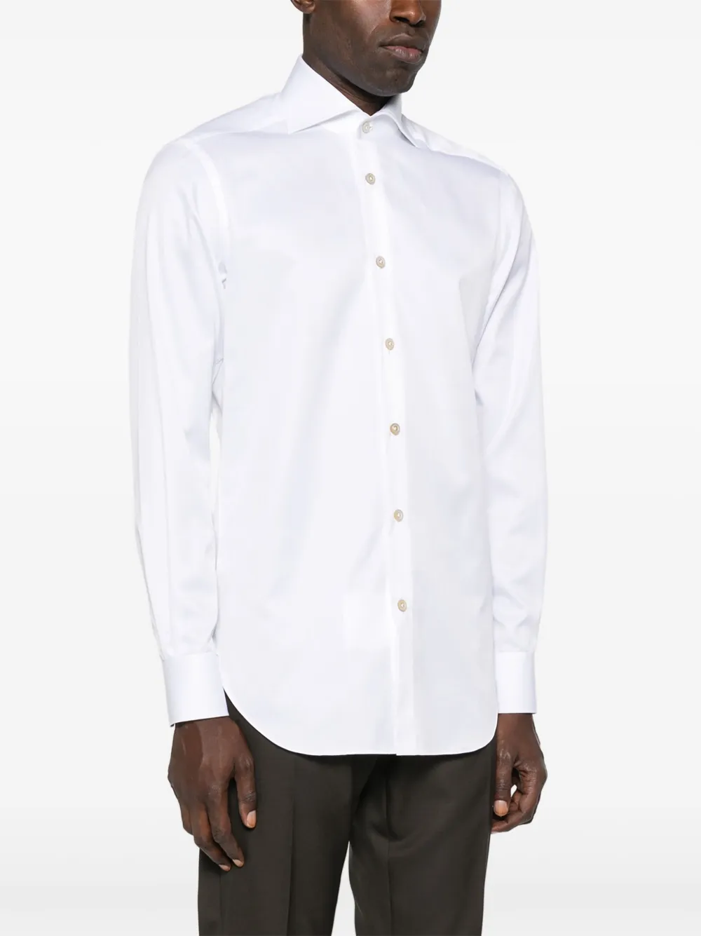 

Хлопковая рубашка с длинными рукавами Kiton, белый