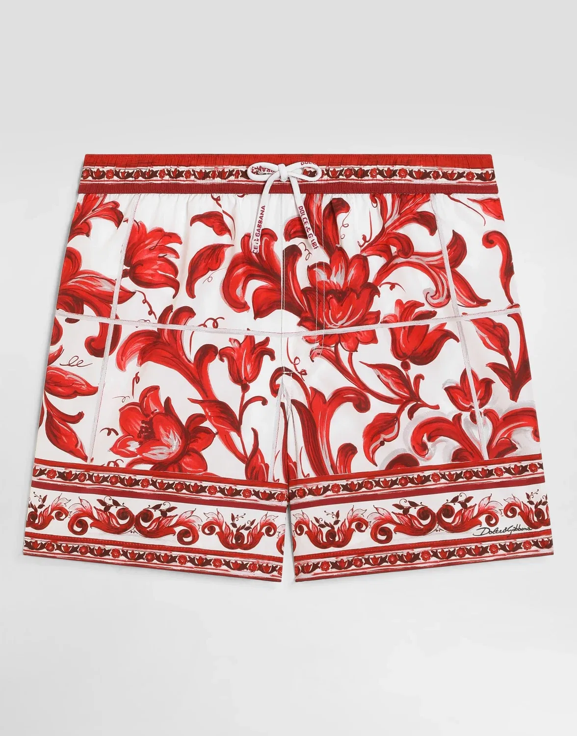 Нейлоновые шорты-боксеры с принтом майолики Dolce & Gabbana, бежевый