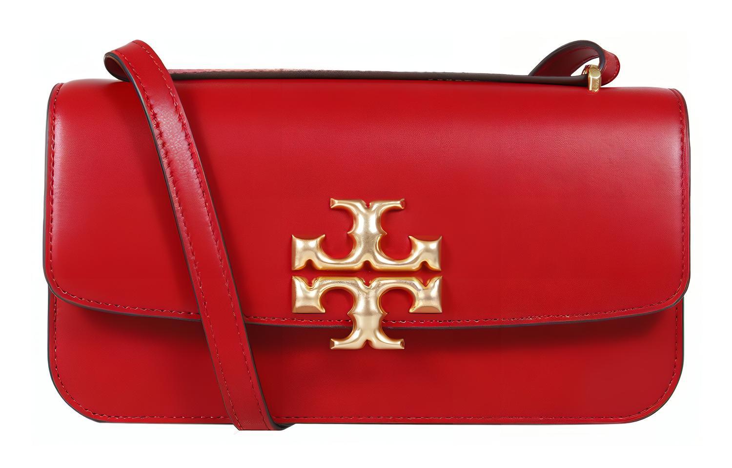 

TORY BURCH Сумка-мессенджер Eleanor Leather Small Square Bag, сумка через плечо, красного цвета, женская, небольшого размера
