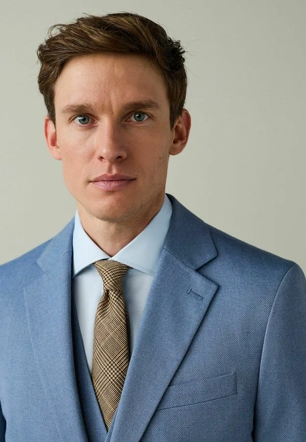 Приталенный пиджак из фактурной ткани. пиджак для костюма Next, Chambray Blue — фото 4