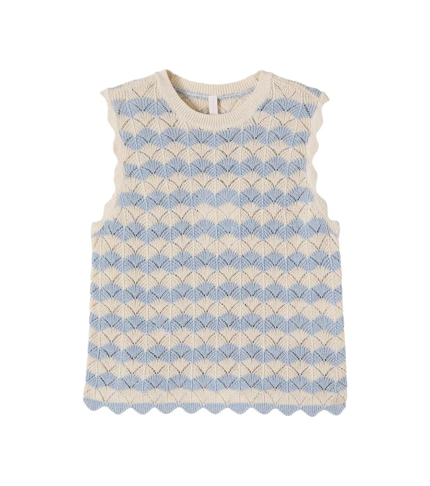 Топ из смеси хлопка и льна с ажурной астрой Zimmermann Kids, синий