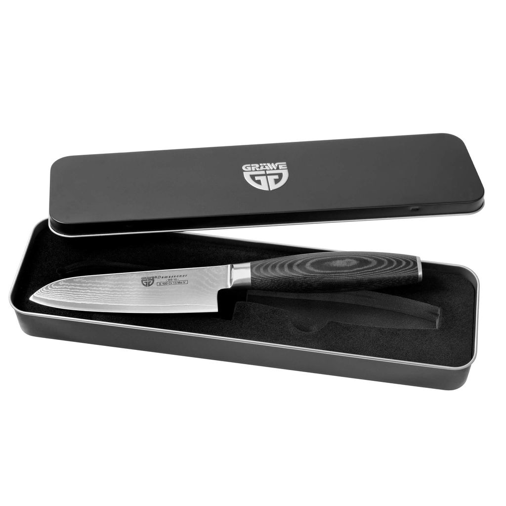 

Нож GRÄWE Damascus Santoku, лезвие 12,5 см, ручка из микарты