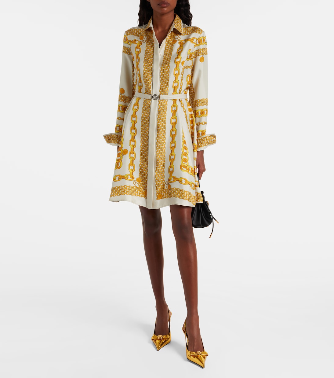 Туфли-лодочки Gianni Ribbon 85 из кожи с открытой пяткой Versace, Gold-Versace Gold — фото 3
