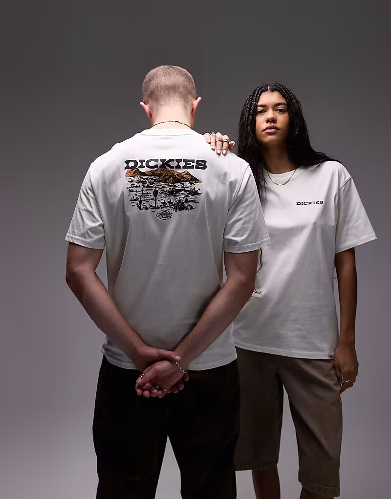 

Футболка Dickies с графическим принтом на спине в виде пейзажа белого цвета