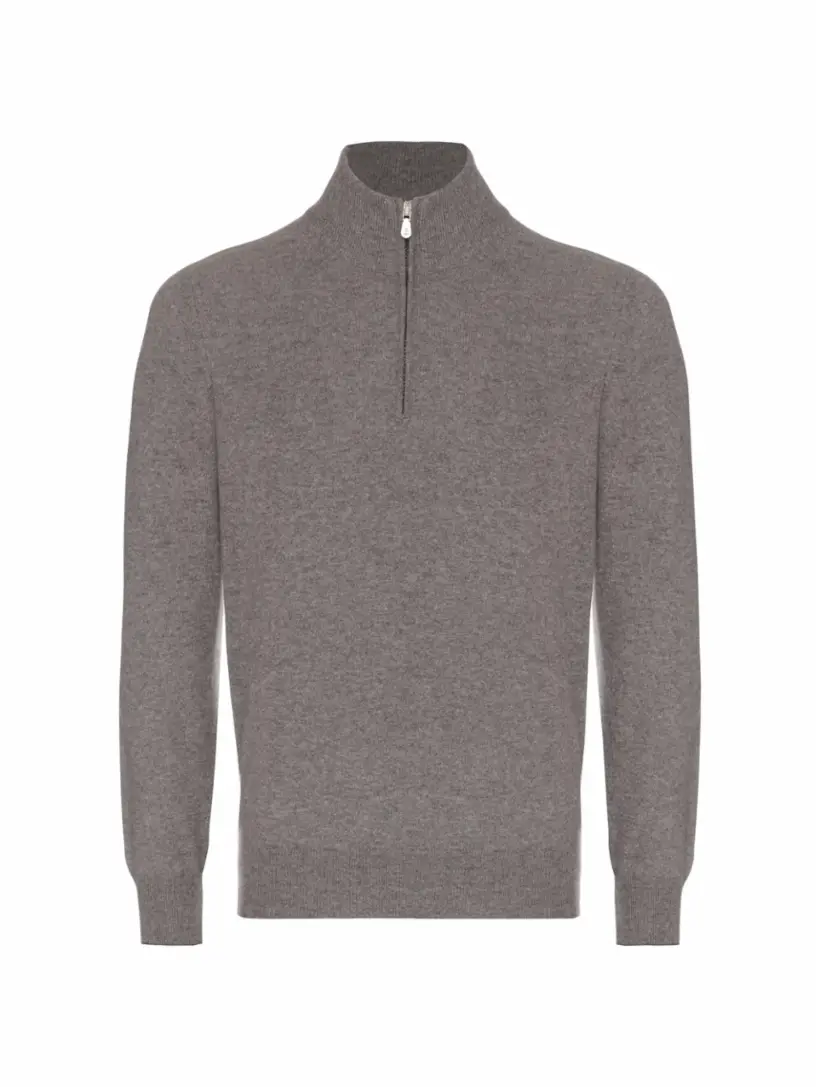 

Кашемировый свитер на молнии Brunello Cucinelli, серый