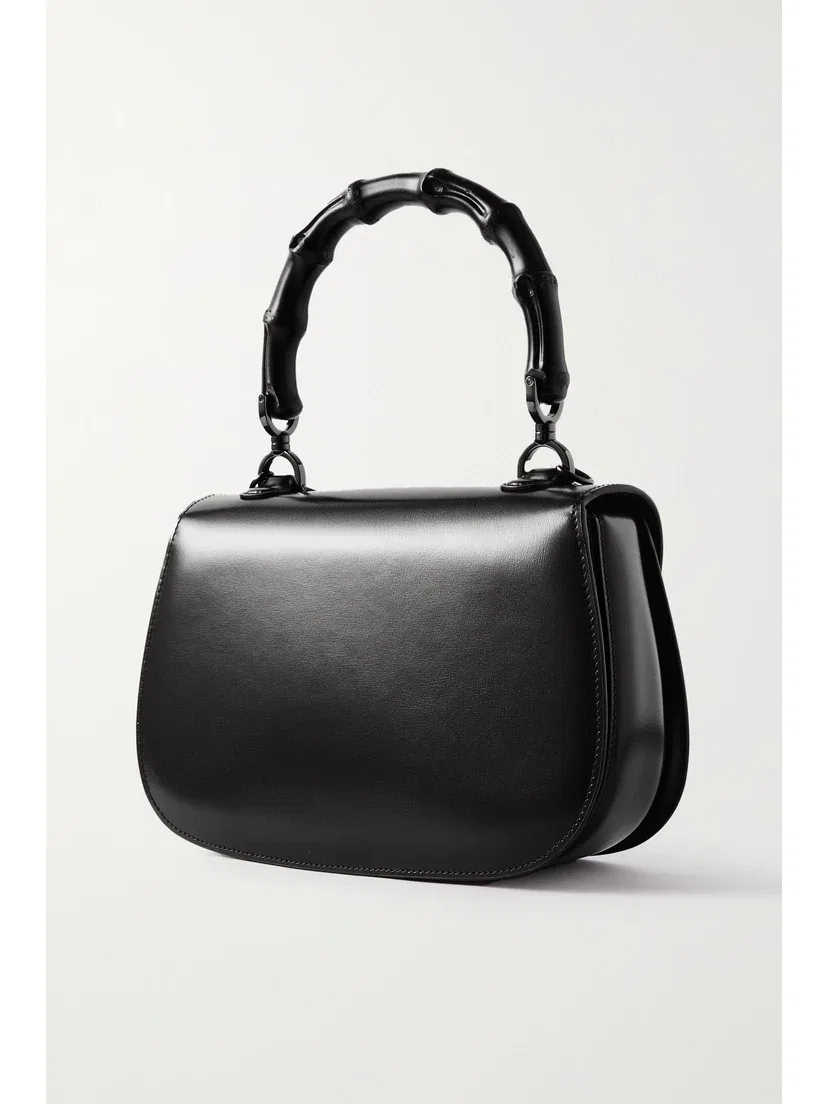 Сумка-тоут из кожи среднего размера Bamboo 1947 GUCCI, черный — фото 3