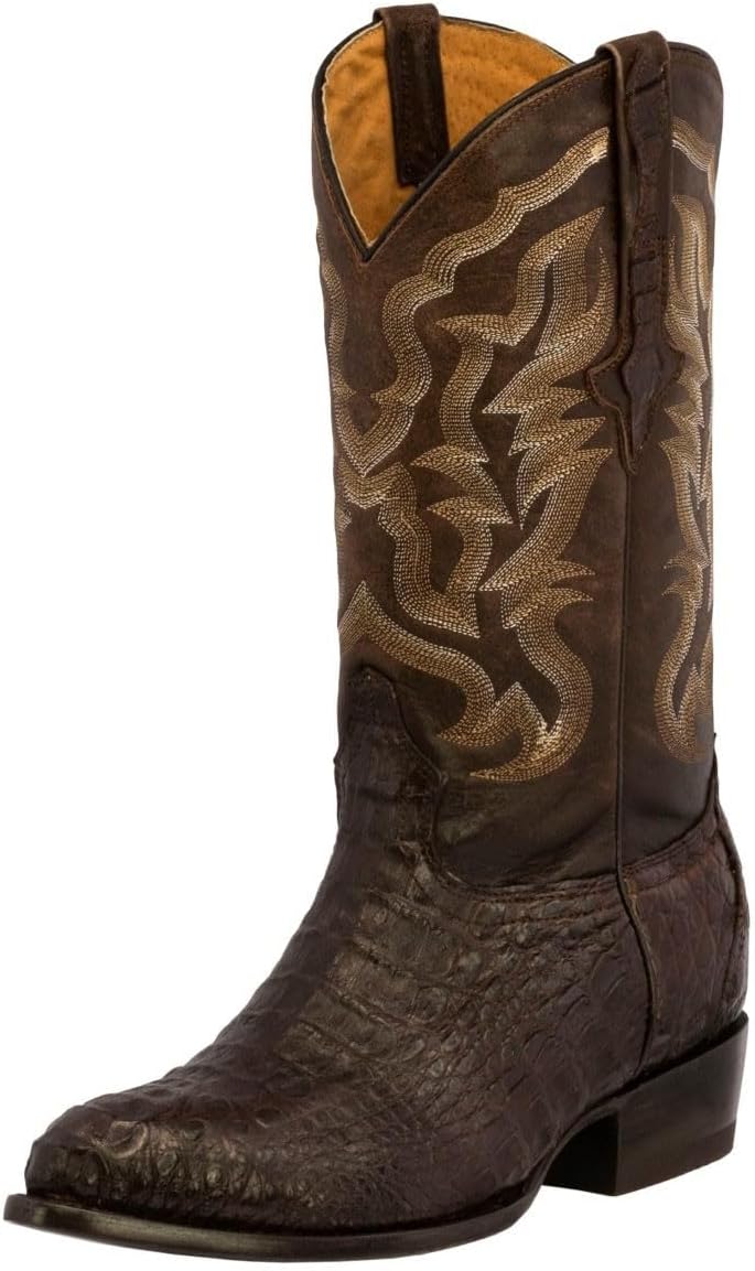 

Мужские коричневые ковбойские сапоги из настоящей кожи крокодила с роговой спинкой, модель J Toe Cowboy Professional