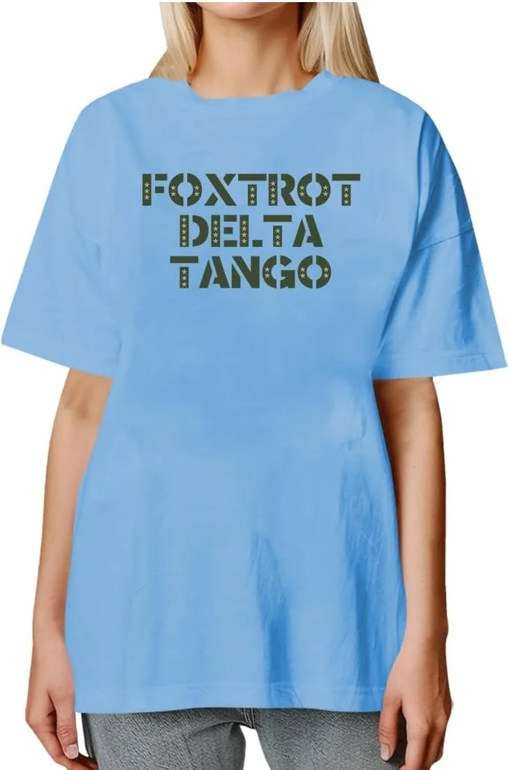 Футболка Foxtrot Delta Tango, классический принт, V-образный вырез, унисекс