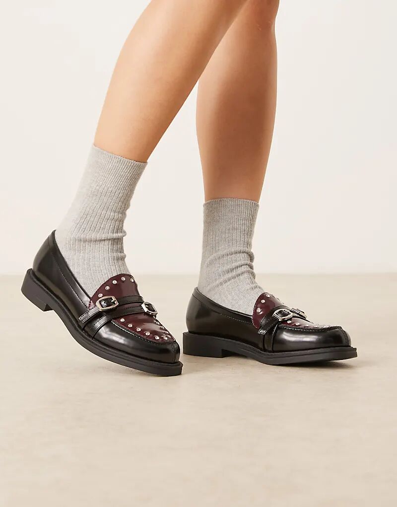 Лоферы Molly с двумя пряжками ASOS DESIGN черного и бордового цветов