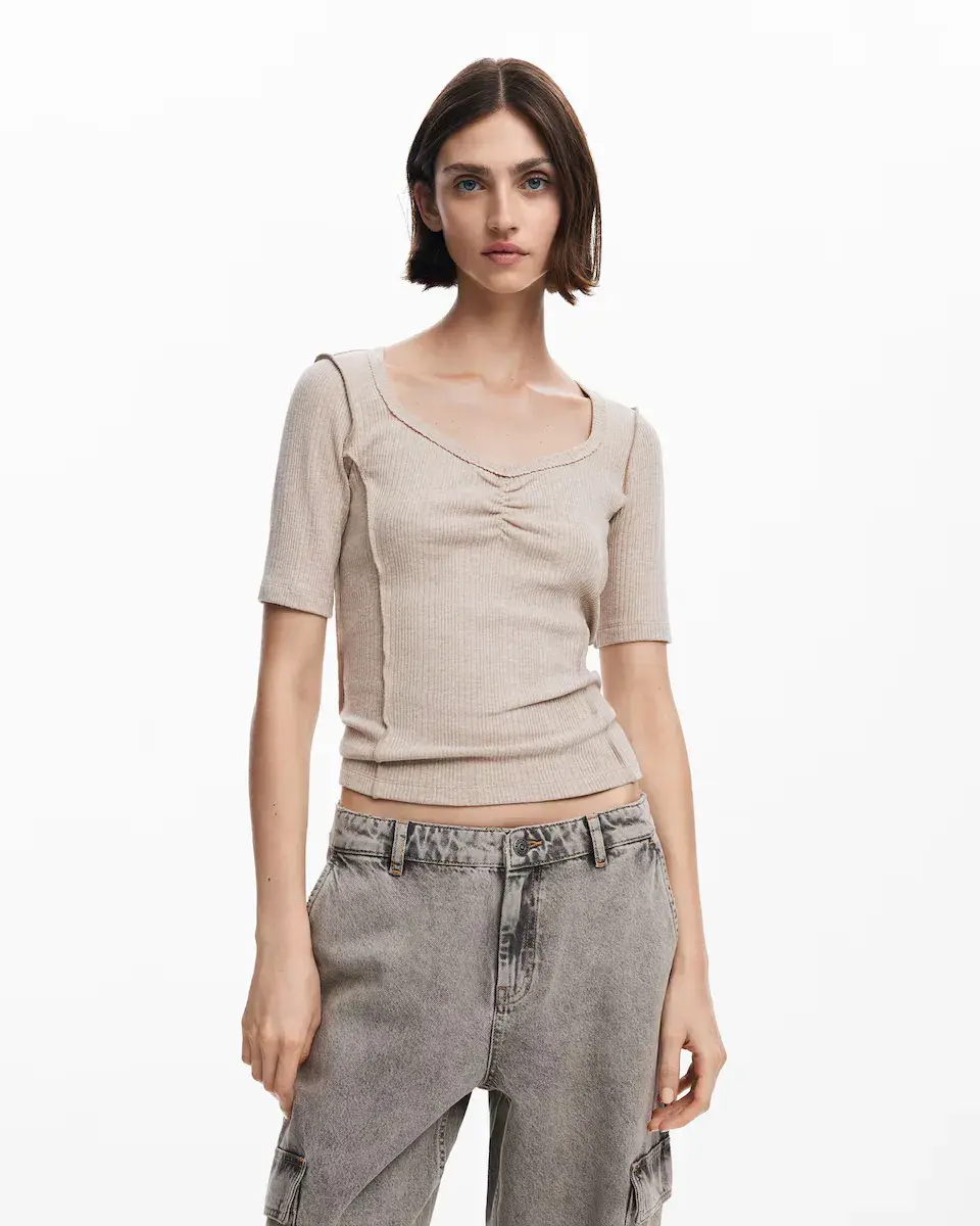 

Женские прямые джинсы-карго с отстрочкой Desigual, серый