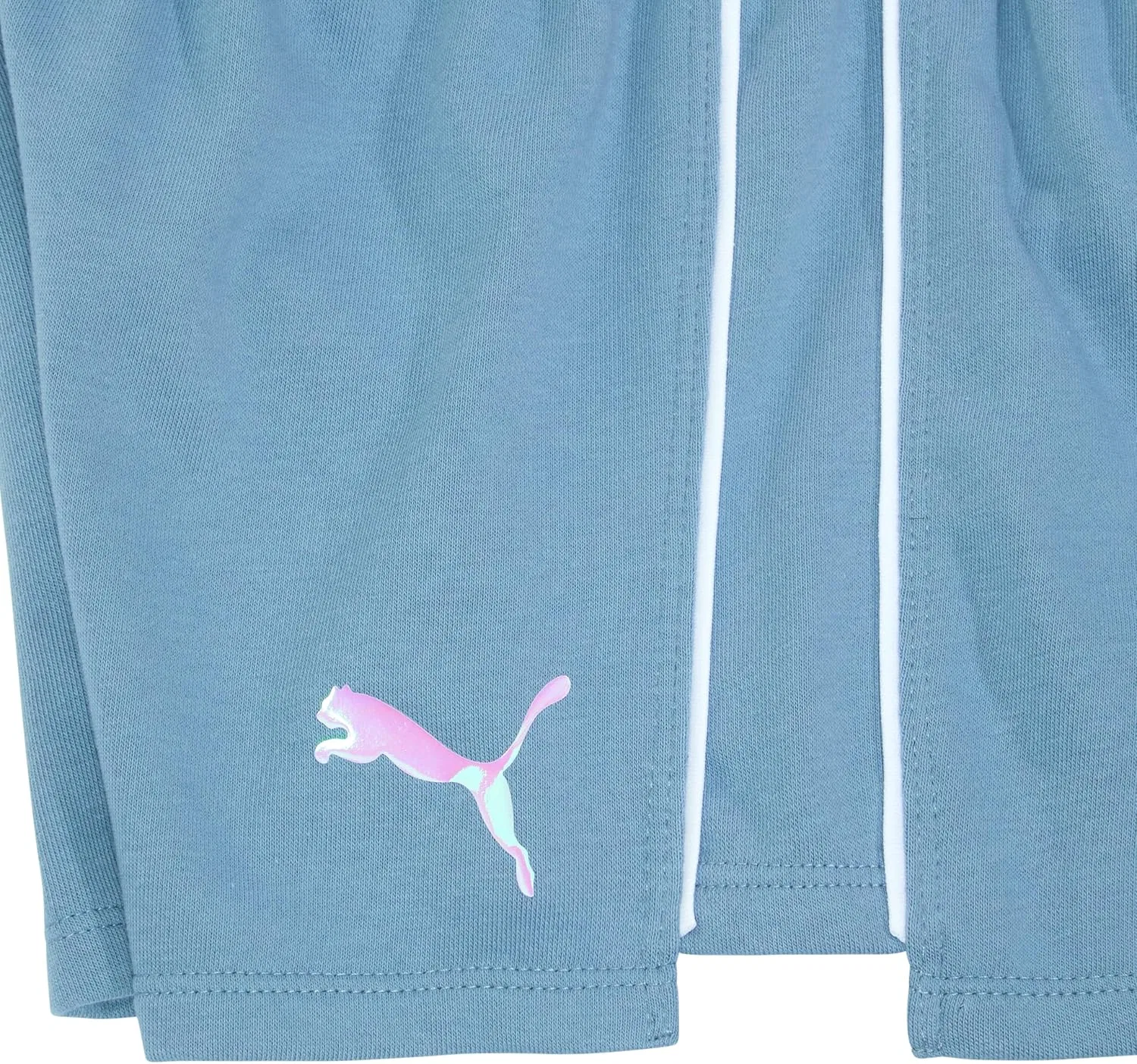 Детские шорты Puma из хлопка с французской махровой тканью, светло-синий — фото 3