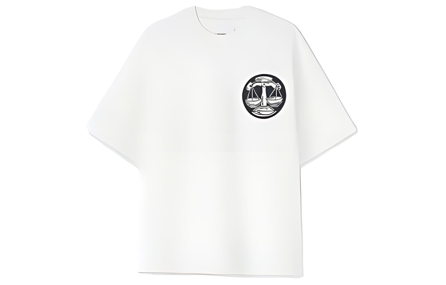 

JIL SANDER Футболка с нашивкой со знаком зодиака Весы и логотипом, белая