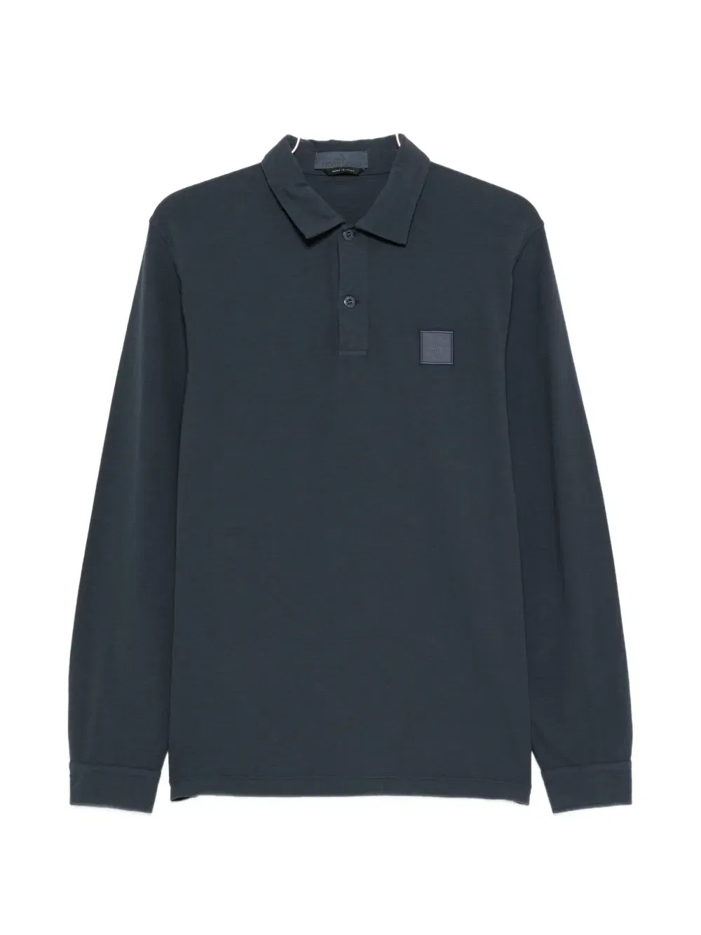 Рубашка-поло с длинными рукавами и нашивкой с логотипом Stone Island, синий