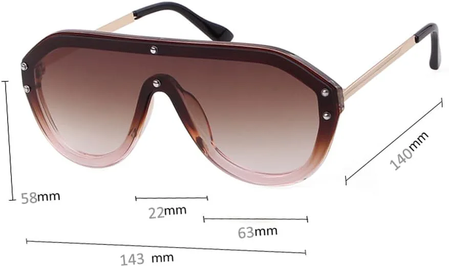 

Модные женские солнцезащитные очки большого размера, цельные, с защитой от УФ-излучения UV400, женские модные солнцезащитные очки с заклепками, очки UV400 generic, C6