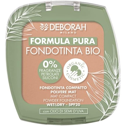 

Deborah Milano Demi Mat Organic Formula Pura Compact Foundation Fair 1 SPF 20 Веганский вазелин и силиконы без отдушек