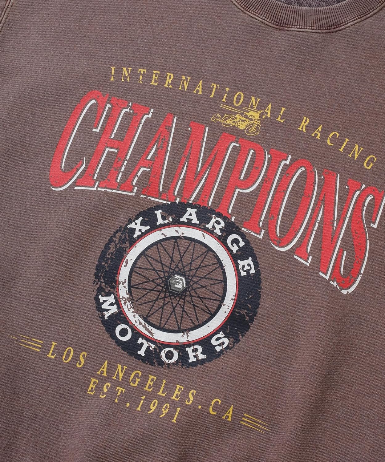 

Толстовка размера XLARGE, мужская толстовка с круглым вырезом и логотипом Motors, коричневый