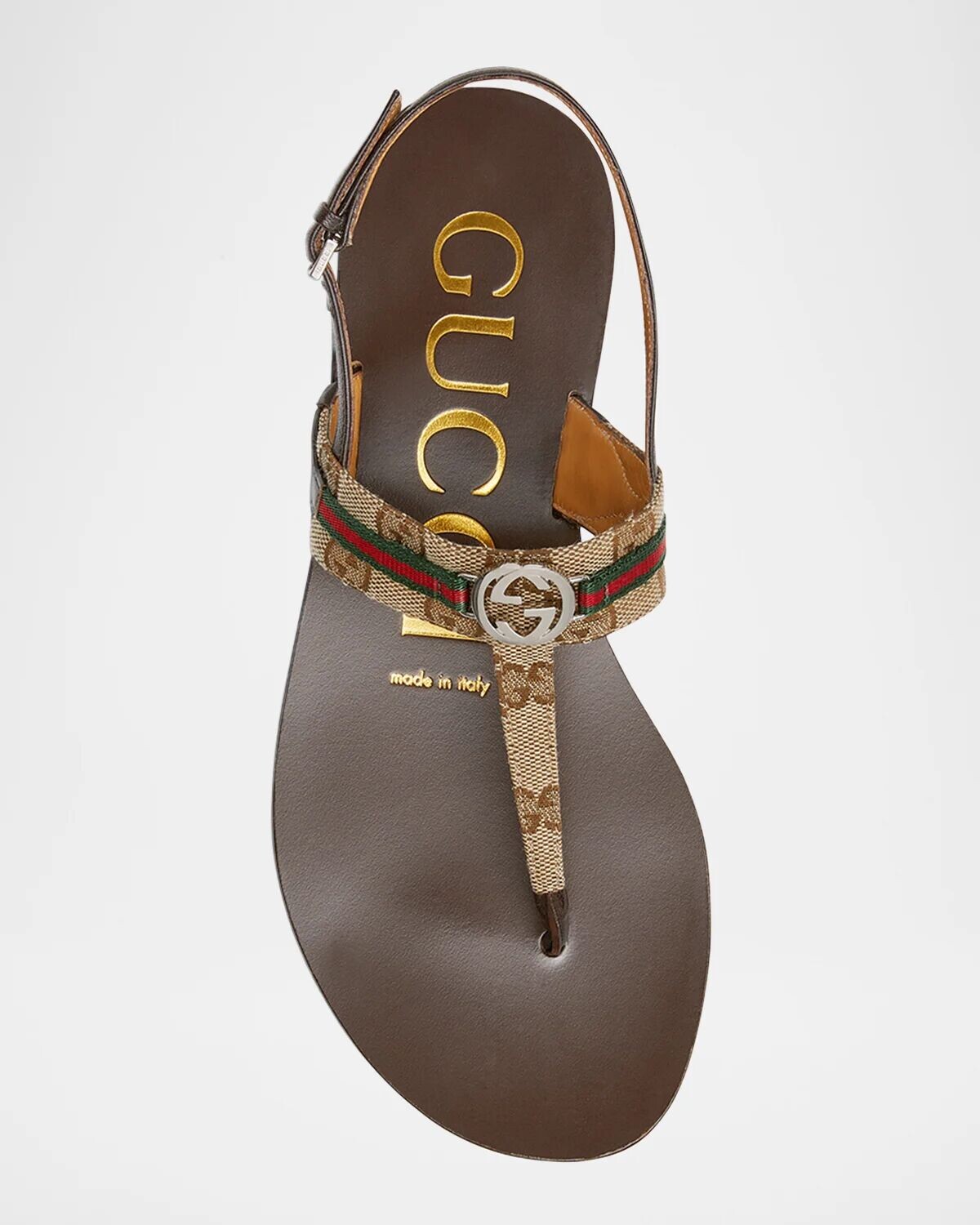 Сандалии Kika с ремешками на пятке на плоской подошве с узором GG Gucci, цвет Beige Ebony — фото 4