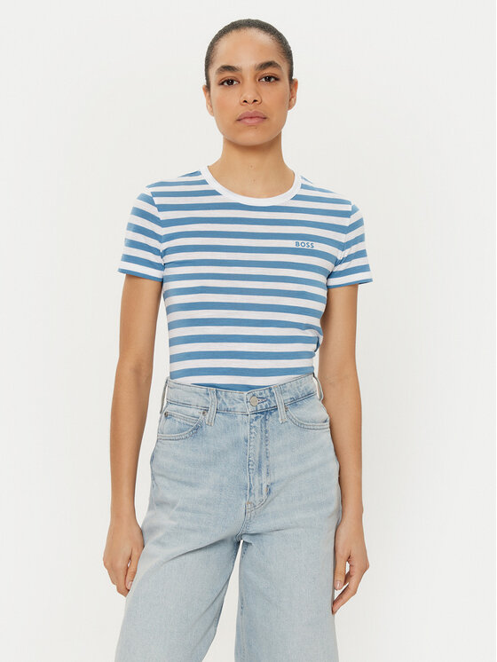 

Футболка обычного кроя C_Esla_Striped 50504192 Boss, синий