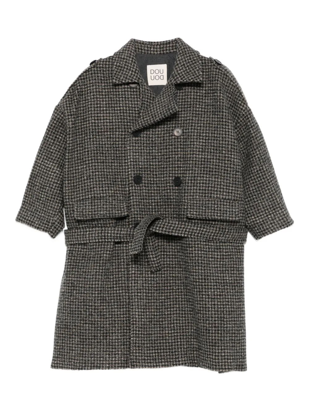 

Двубортное пальто в клетку гингем Douuod Kids, коричневый