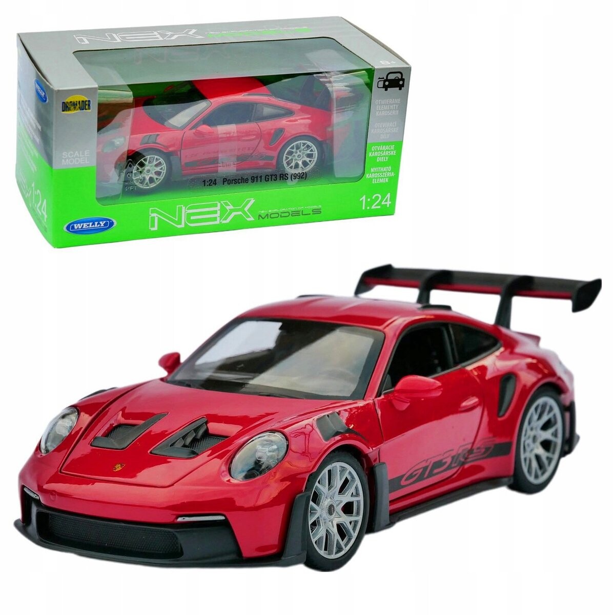 

Porsche 911 GT3 RS (992) масштабная модель 1:24 автомобиля Welly auto HLO