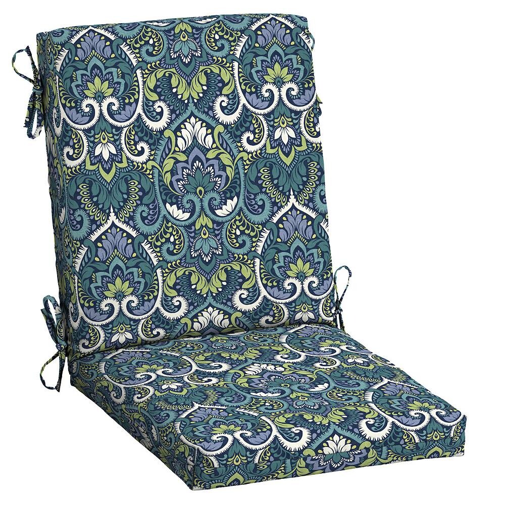 

Arden Selections Aurora Damask Подушка для обеденного стула для улицы с высокой спинкой, синий