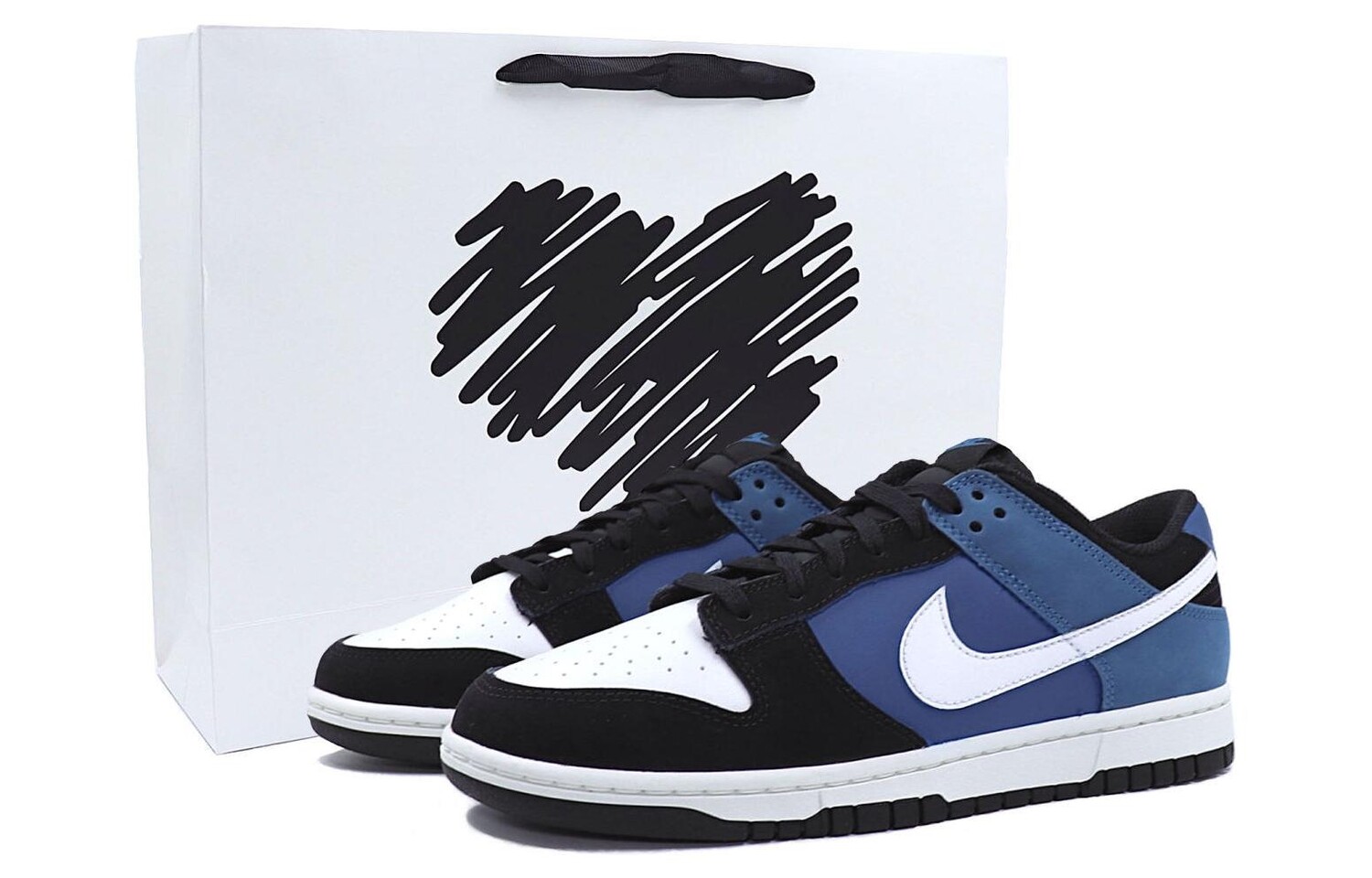 

Кроссовки Nike Dunk Skateboarding Shoes Men Low-top Black/Blue, синий