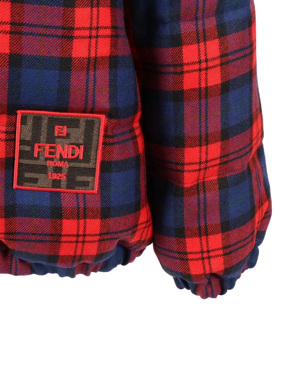 Двусторонняя стеганая куртка в тартан-клетку Fendi Kids, синий — фото 3