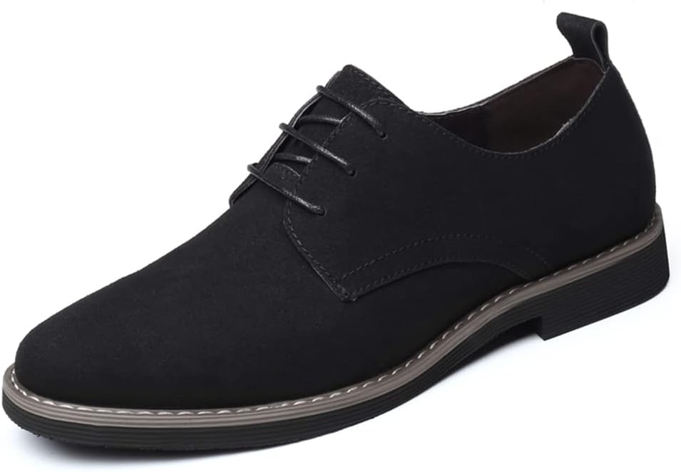 

Мужские замшевые кожаные туфли LLTMALL с шнуровкой и округлым носком, черный