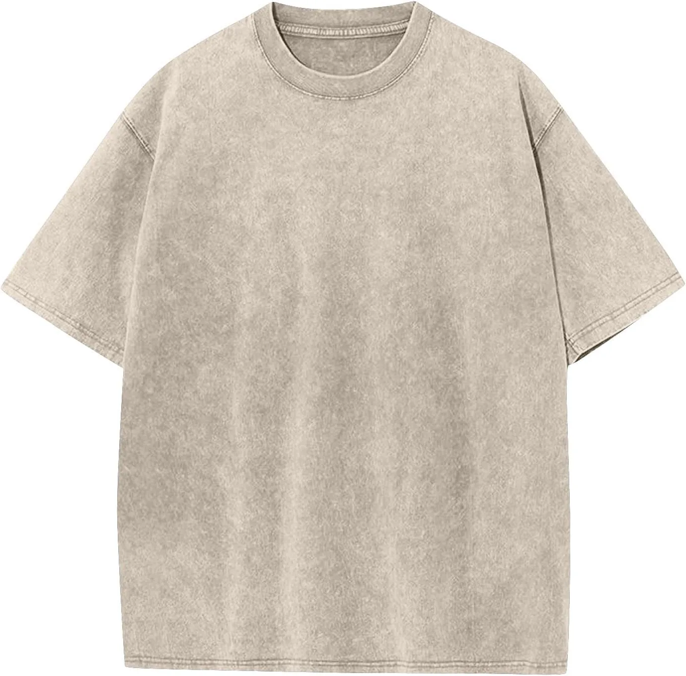 Мужская футболка с коротким рукавом Plus Size, круглый вырез, хлопок, однотонная, винтажная стирка, летняя повседневная стильная майка Generic, фиолетовый — фото 3