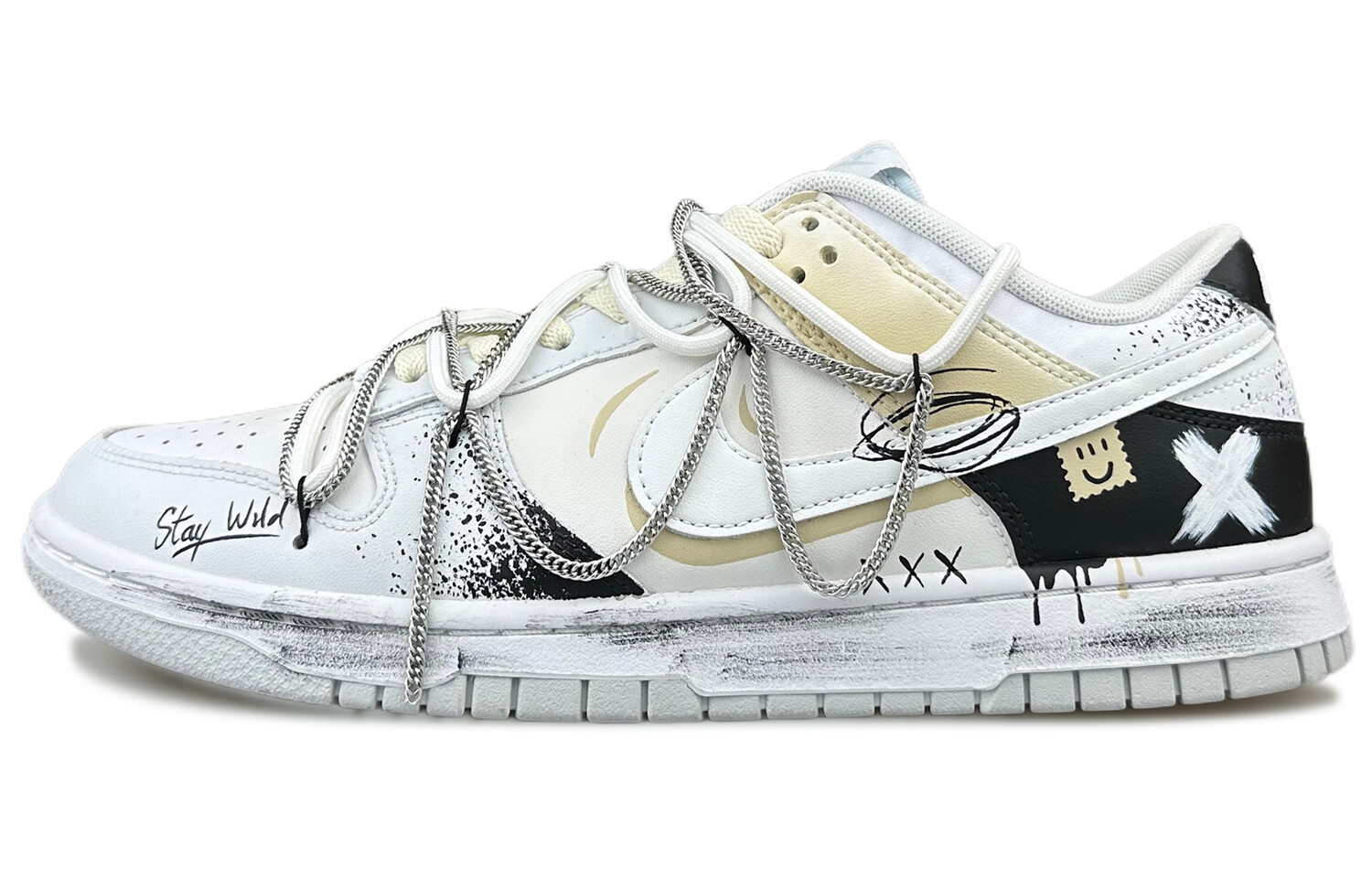 

Кроссовки Nike Dunk Skateboarding Shoes Women's Low-top White/Black/Beige, желтый