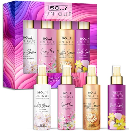 

So... Unique Mini Mist Women's Gift Set with Vanilla Candy/Sweet Pea, Truffle Cream, and White Blossom Body Mist Fragrance Spray Set 4x50ml So…, Коричневый, So... Unique Mini Mist Women's Gift Set with Vanilla Candy/Sweet Pea, Truffle Cream, and White B