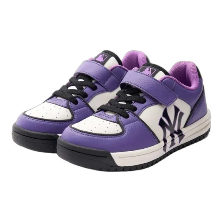 MLB Chunky Liner Abrasion Resistant Breathable Low top детские кроссовки для скейтбординга Purple Black White — фото 4