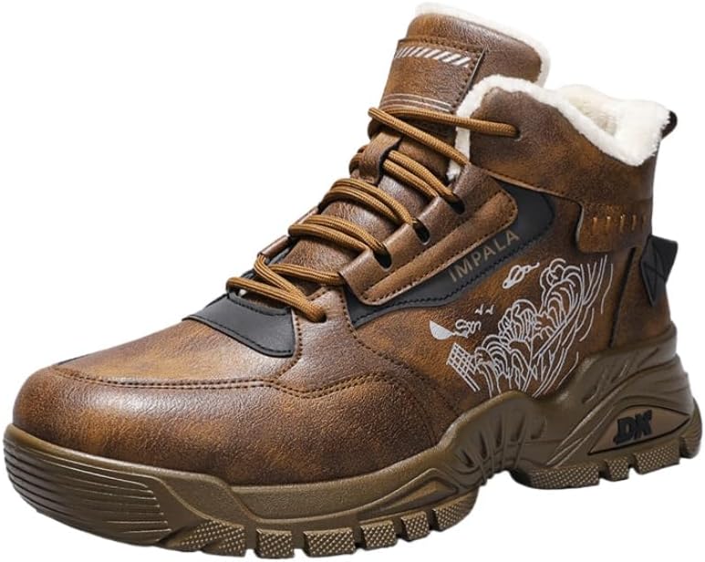 

Мужские винтажные повседневные кожаные сапоги Clolinde до середины голени - Толстые и теплые, с удобной и приятной к коже подкладкой, прочные и нескользящие, коричневый