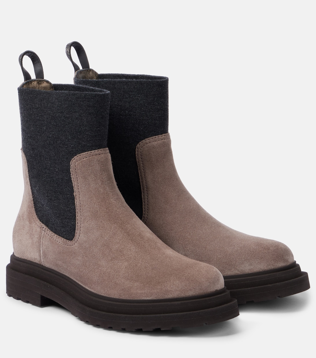 Замшевые ботильоны Brunello Cucinelli, Vigogna