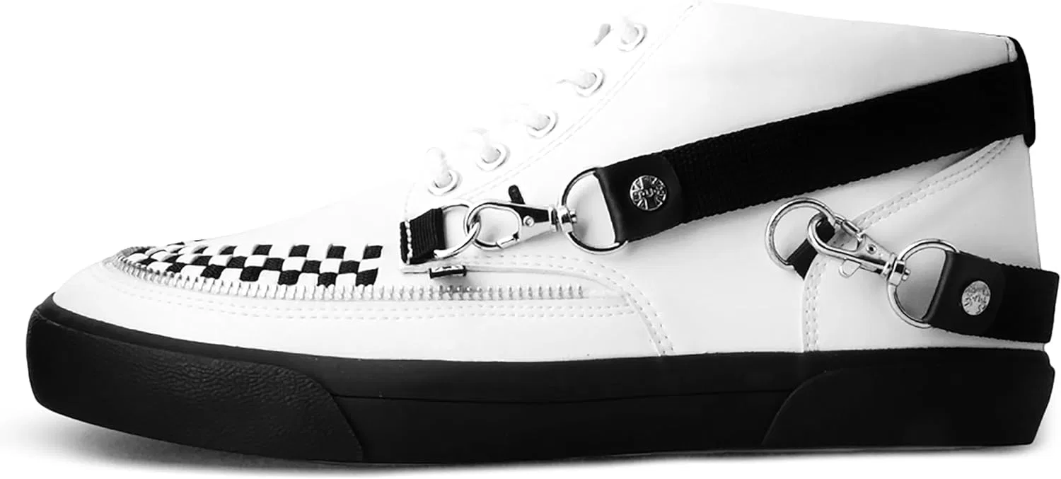 Кроссовки TUK Mid Top Creeper Trainers - Мужская и женская обувь - Стиль "шайба", "готика" и "рокер", кожаные и замшевые, на шнуровке T.U.K, White Tukskin — фото 3