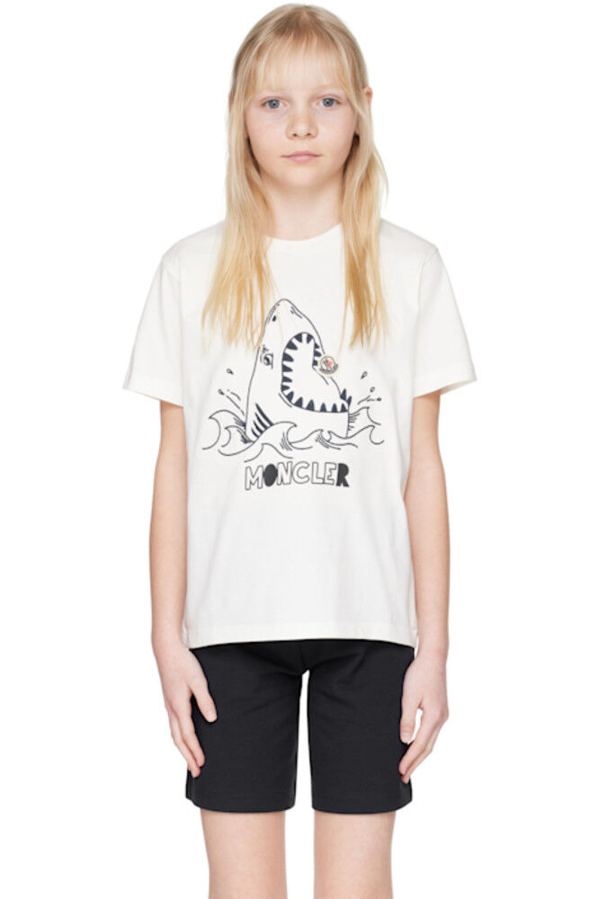 

Футболка Big Kids White с вышитым мотивом акулы Moncler Enfant