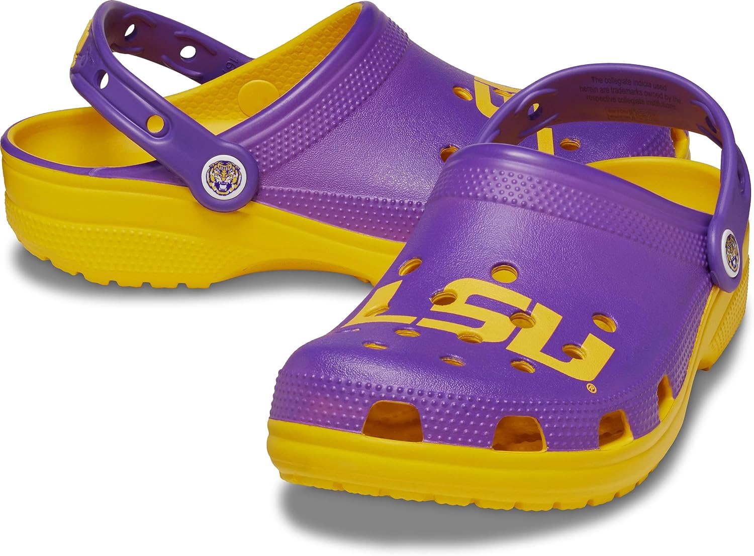 

Кроксы унисекс для взрослых Classic Collegiate, подарки Clemson, Clemson Tigers, подарки для футбола Crocs, Lsu