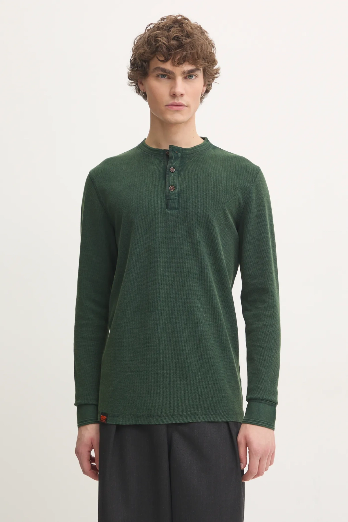 

Хлопковый топ с длинными рукавами Superdry, зеленый