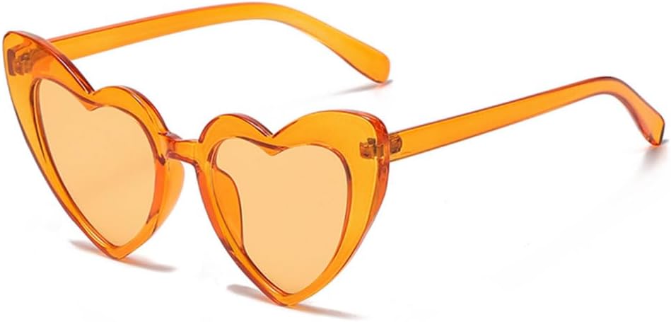 

Солнцезащитные очки в форме сердца для женщин, «кошачий глаз», женские солнцезащитные очки в стиле ретро, ​​черные с красным, мужские очки большого размера LVTFCO, Clear Yellow
