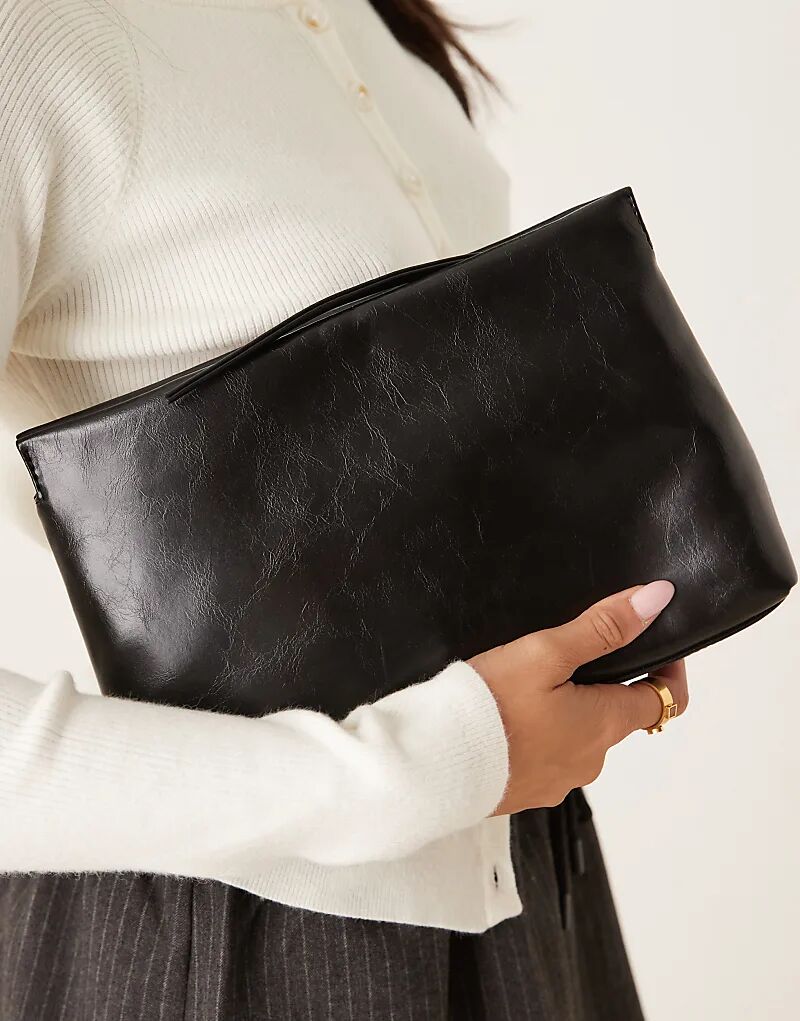 

Сумка-клатч ASOS DESIGN с фактурной застежкой-молнией черного цвета