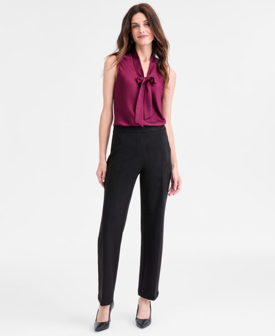 

Женские прямые брюки средней посадки из искусственной замши Kasper, Black