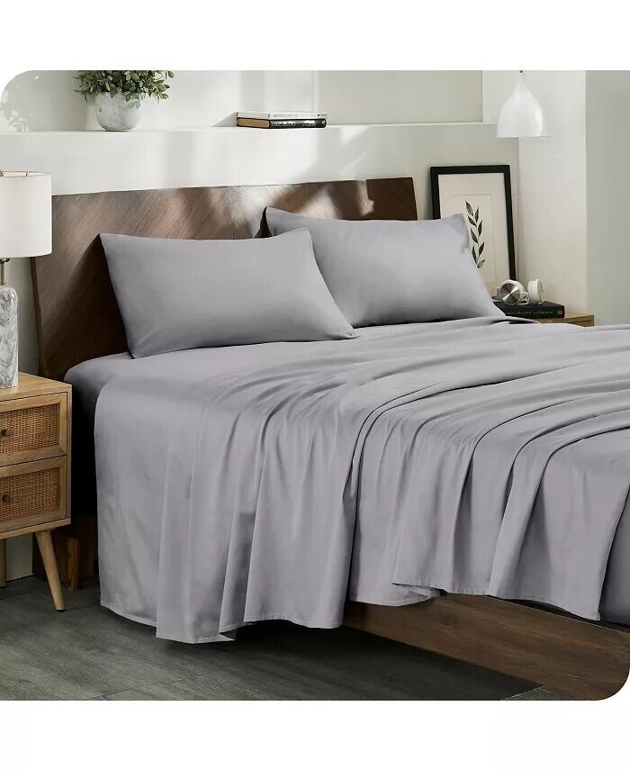 

Комплект простыней из органического хлопка и сатина Twin Bare Home, серый
