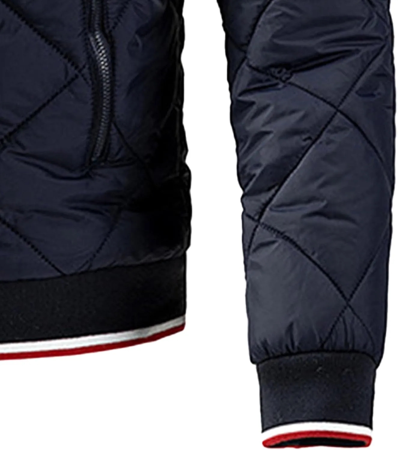 Мужская зимняя стеганая бомбер-куртка бейсбольный ветровка повседневная пуховая куртка ветрозащитная на хлопковой подкладке с молнией Generic, синий — фото 4